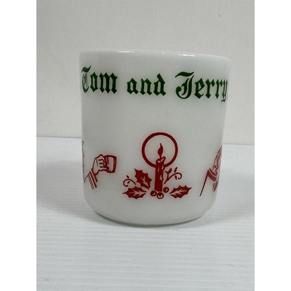 Hazel Atlas Milk Glass Auld Lang Syne New‎ Year Egg Nog Mug Tom & Jerry